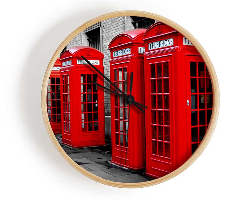 London Red Telephone Boxes Clock - Wallart-Direct UK