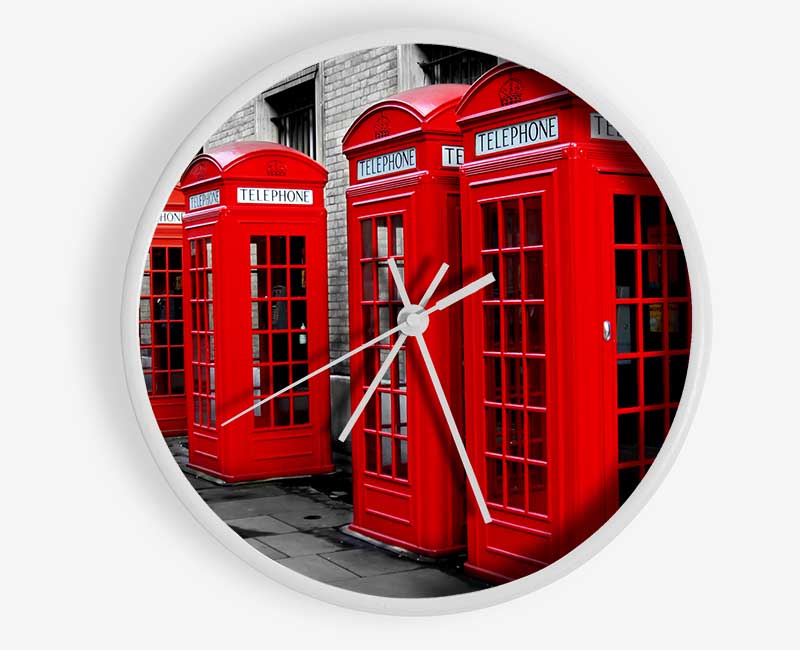 London Red Telephone Boxes Clock - Wallart-Direct UK