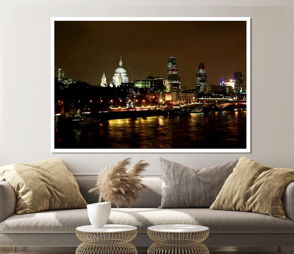 London St Pauls At Night Print Poster Wall Art