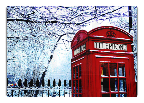 London Telephone Box In The Snow