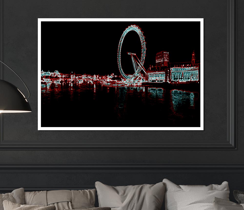 London Thames London Eye Print Poster Wall Art