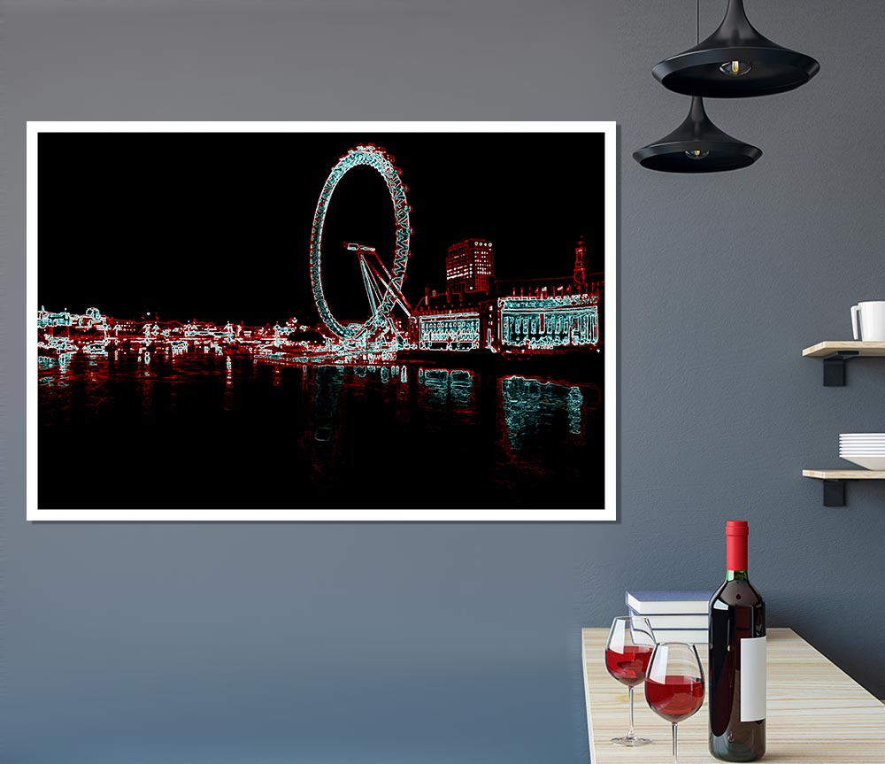 London Thames London Eye Print Poster Wall Art