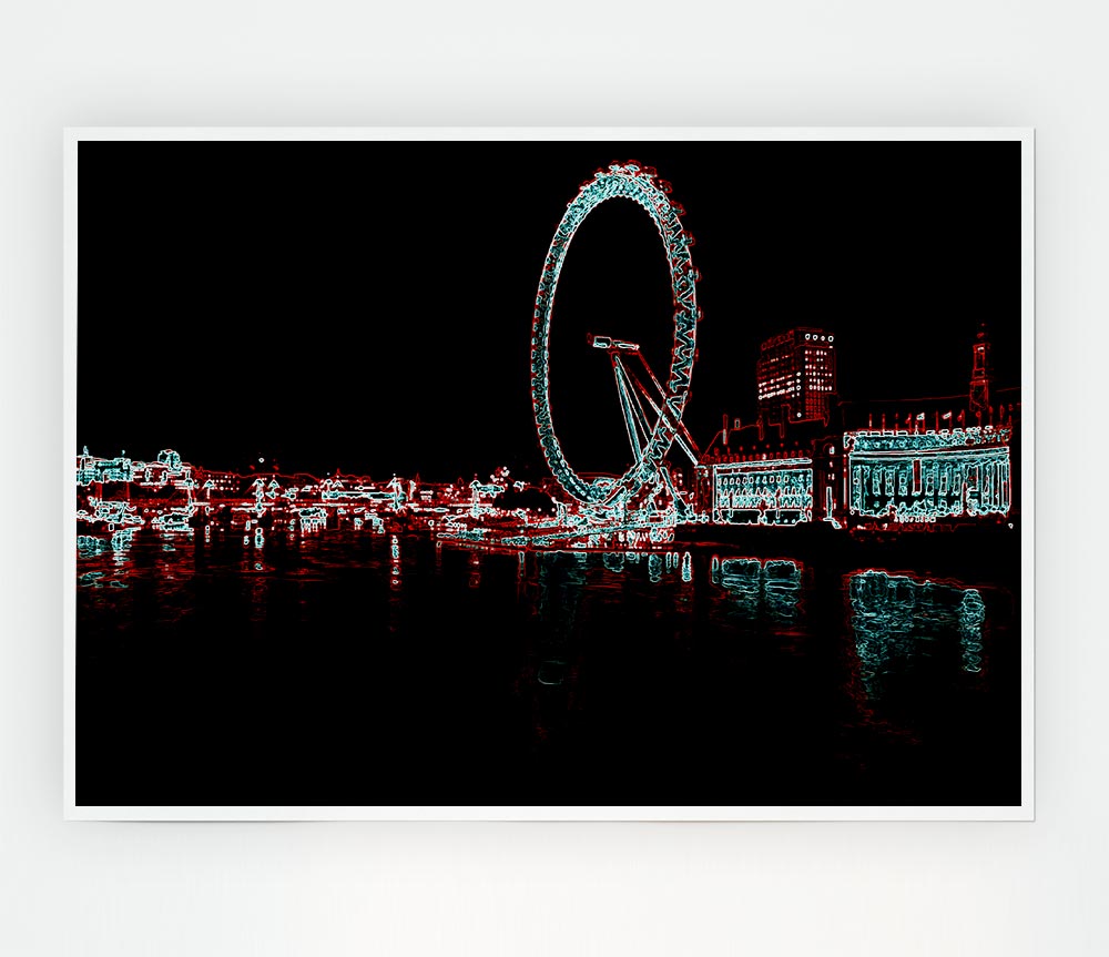 London Thames London Eye Print Poster Wall Art