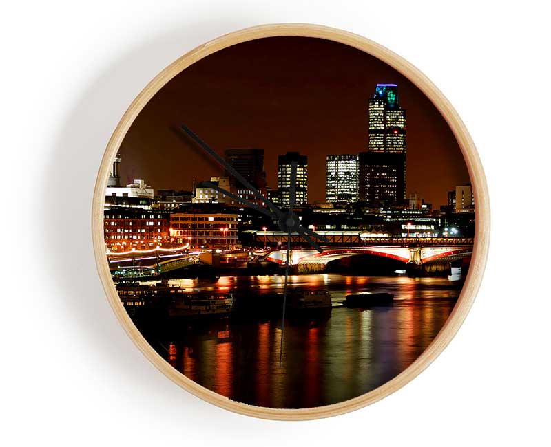 London Thames Night Lights Clock - Wallart-Direct UK