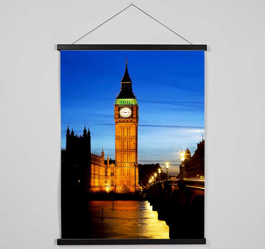 London Thames Reflection Of Big Ben Hanging Poster - Wallart-Direct UK