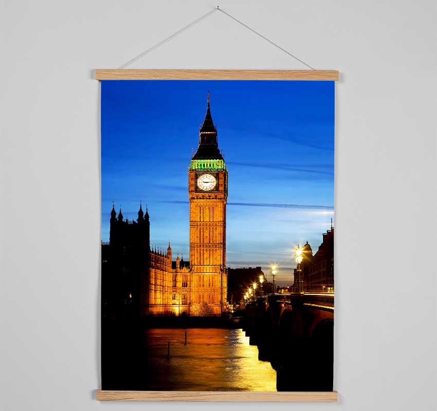 London Thames Reflection Of Big Ben Hanging Poster - Wallart-Direct UK