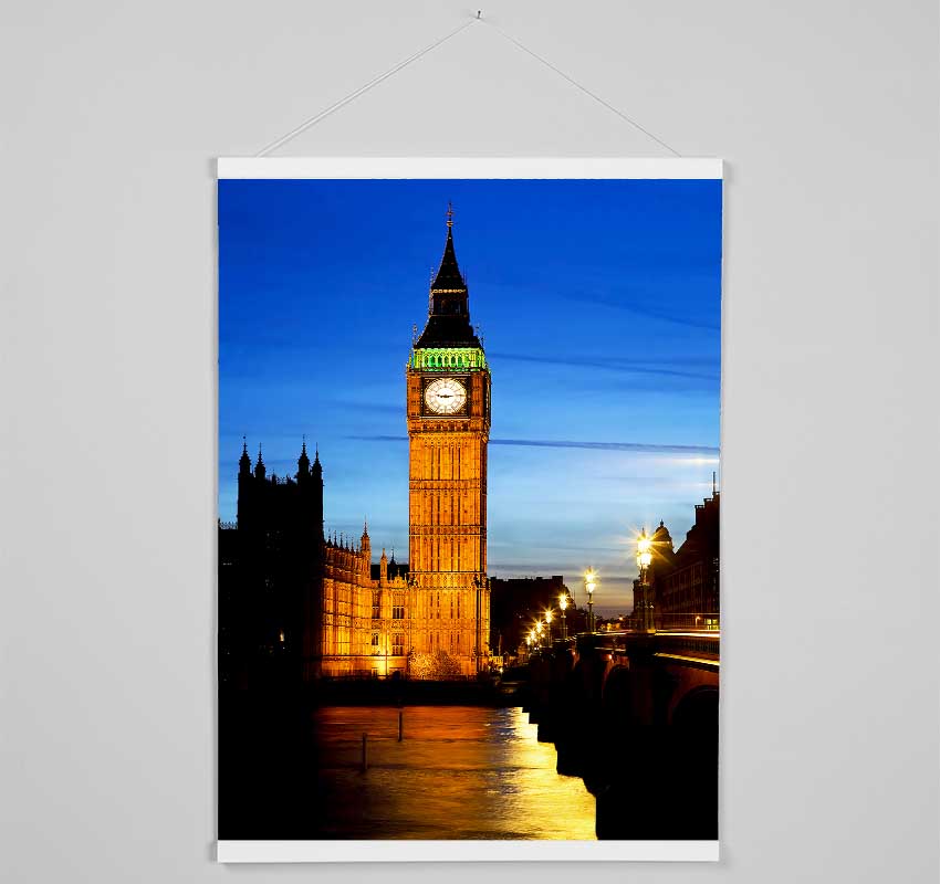 London Thames Reflection Of Big Ben Hanging Poster - Wallart-Direct UK