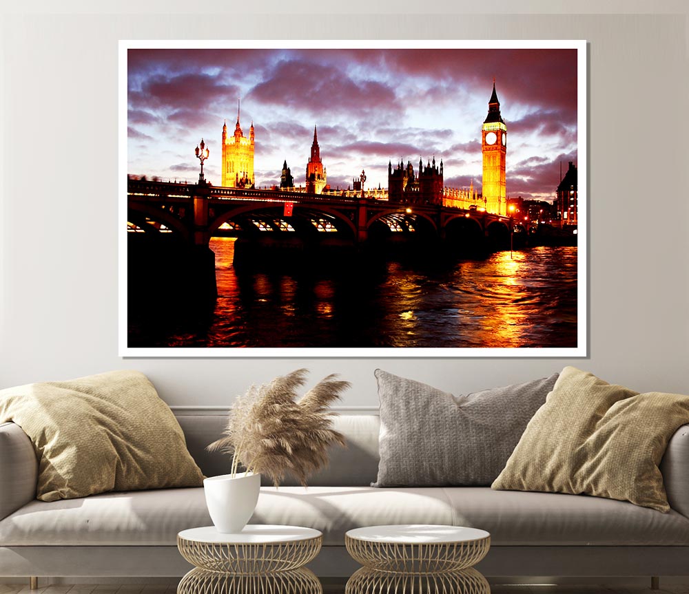 London Thames Reflections Print Poster Wall Art