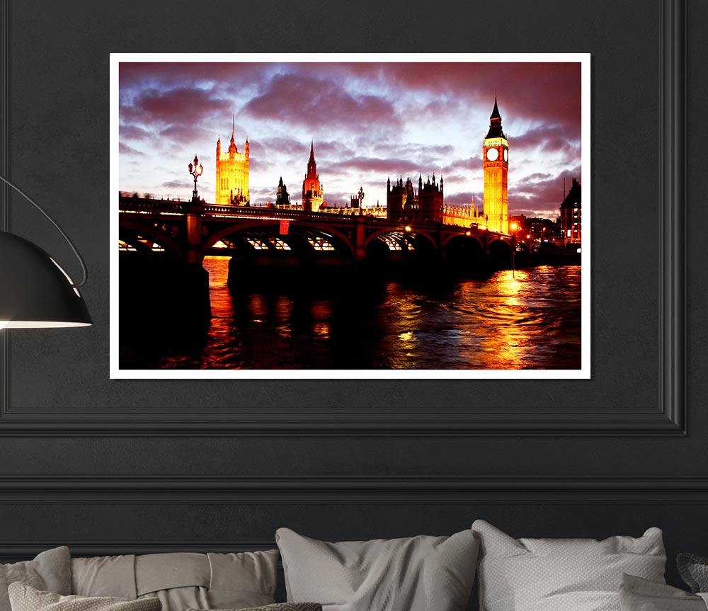 London Thames Reflections Print Poster Wall Art