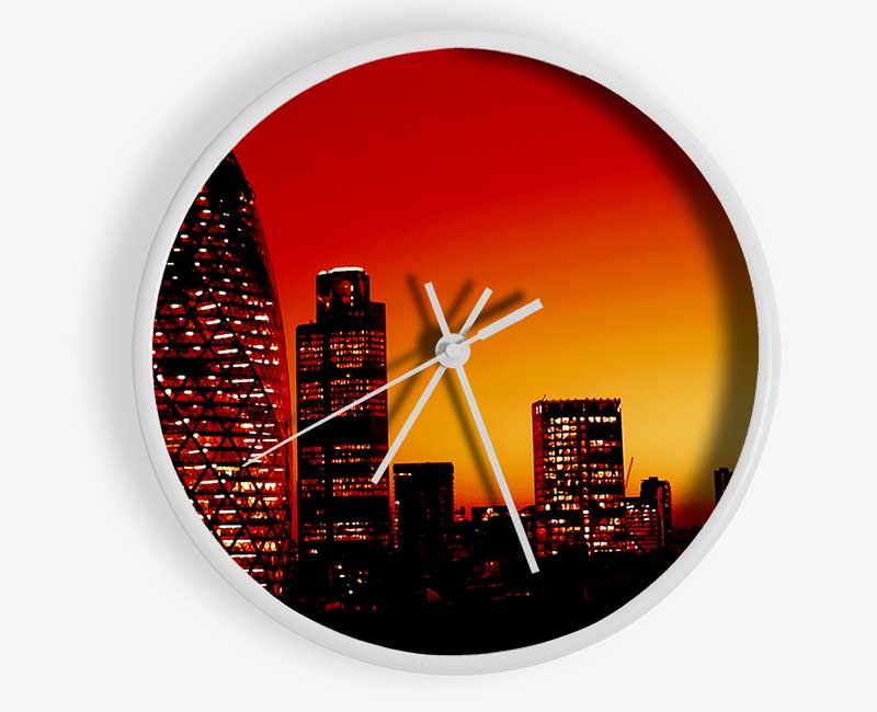 London The Gherkin Orange City Clock - Wallart-Direct UK