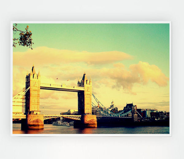 London Tower Bridge Retro Print Poster Wall Art