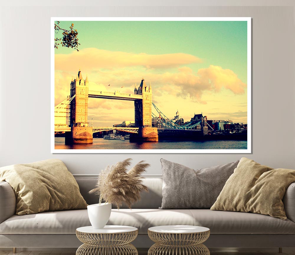 London Tower Bridge Retro Print Poster Wall Art