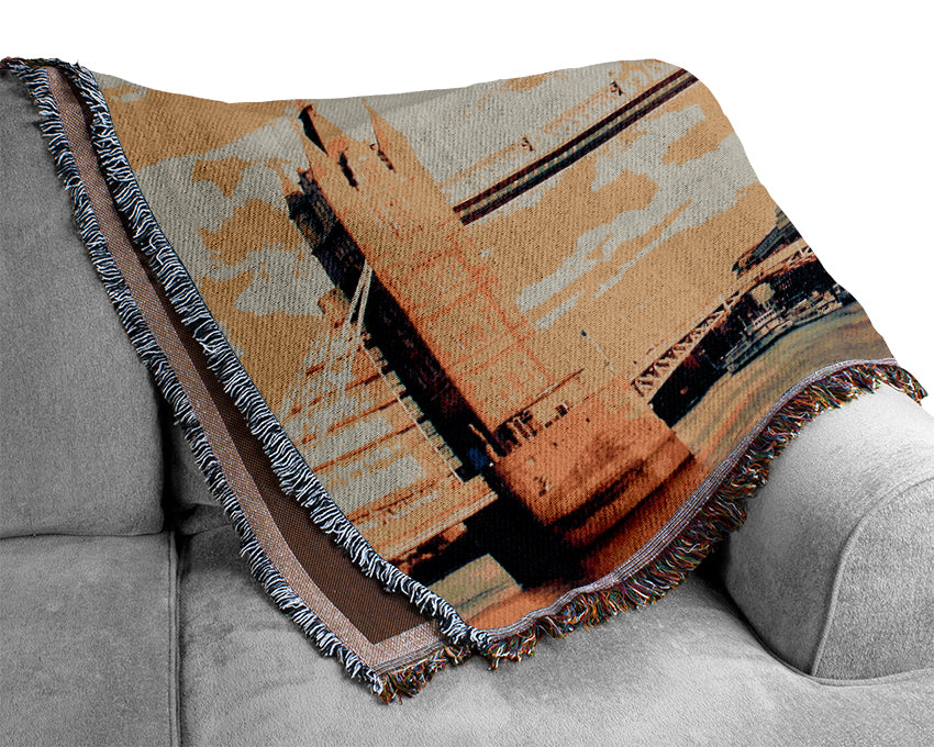 London Tower Bridge Retro Woven Blanket