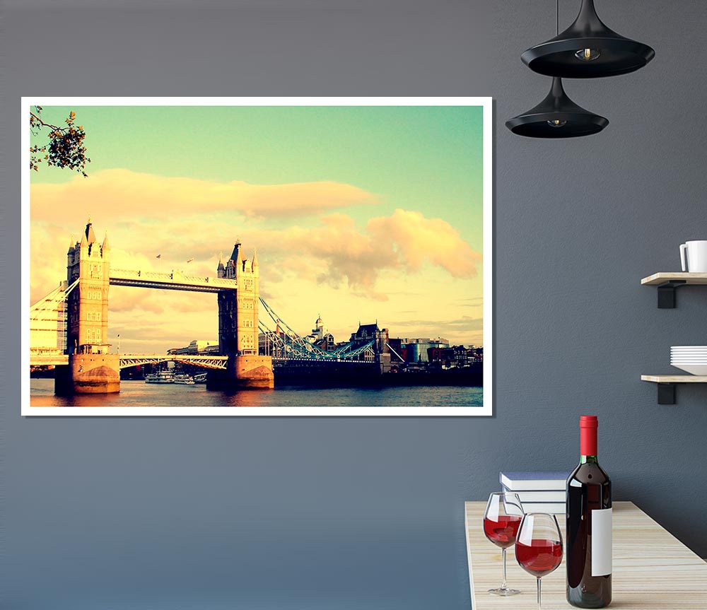 London Tower Bridge Retro Print Poster Wall Art