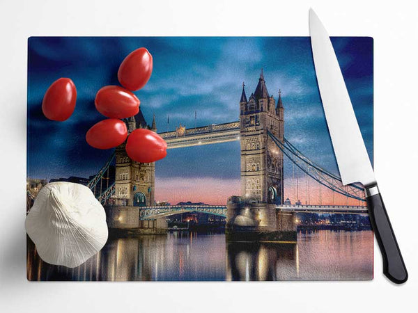 London Tower Bridge At Dusk Glass Chopping Board