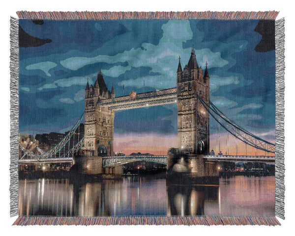 London Tower Bridge At Dusk Woven Blanket