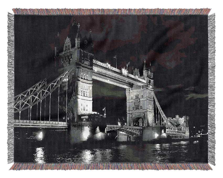 London Tower Bridge B n W Woven Blanket