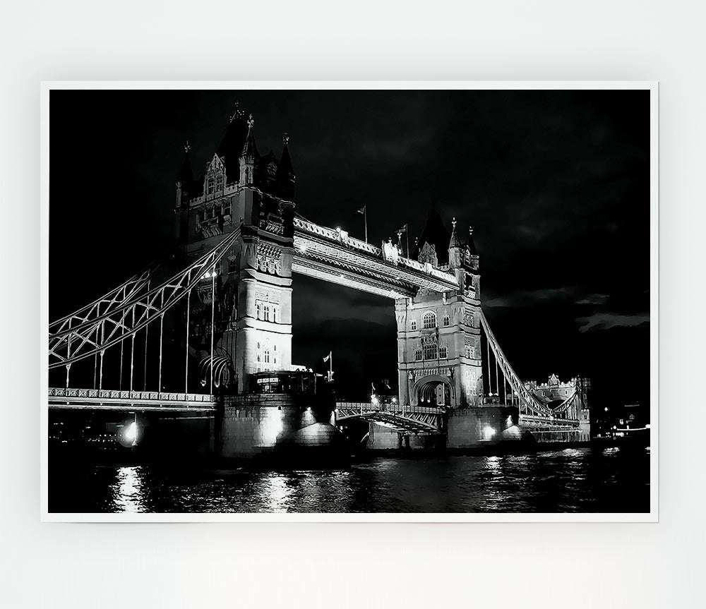 London Tower Bridge B N W Print Poster Wall Art