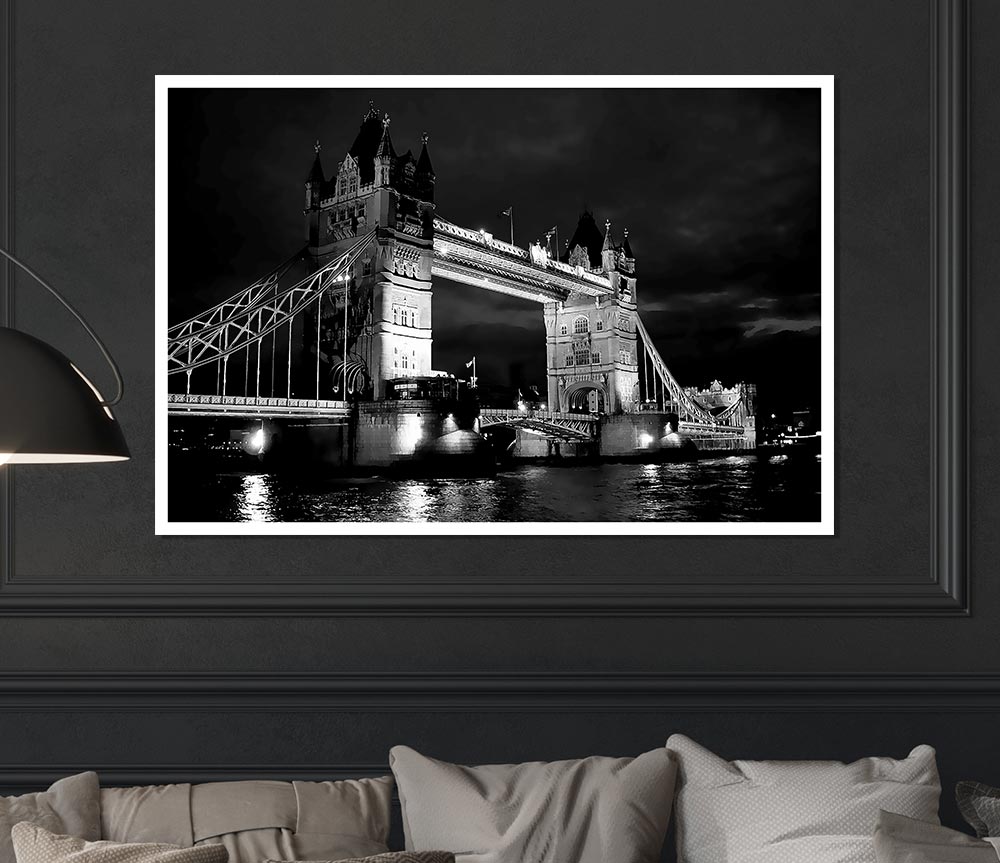 London Tower Bridge B N W Print Poster Wall Art