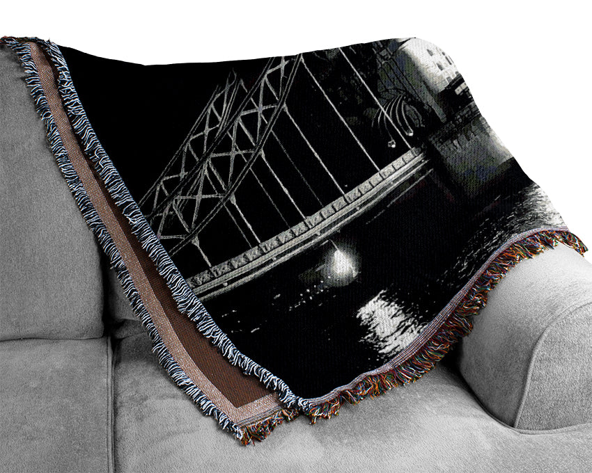 London Tower Bridge B n W Woven Blanket