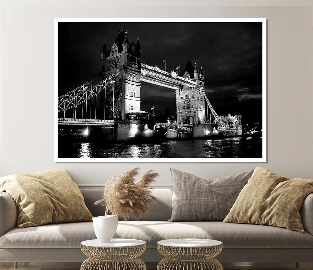 London Tower Bridge B N W Print Poster Wall Art