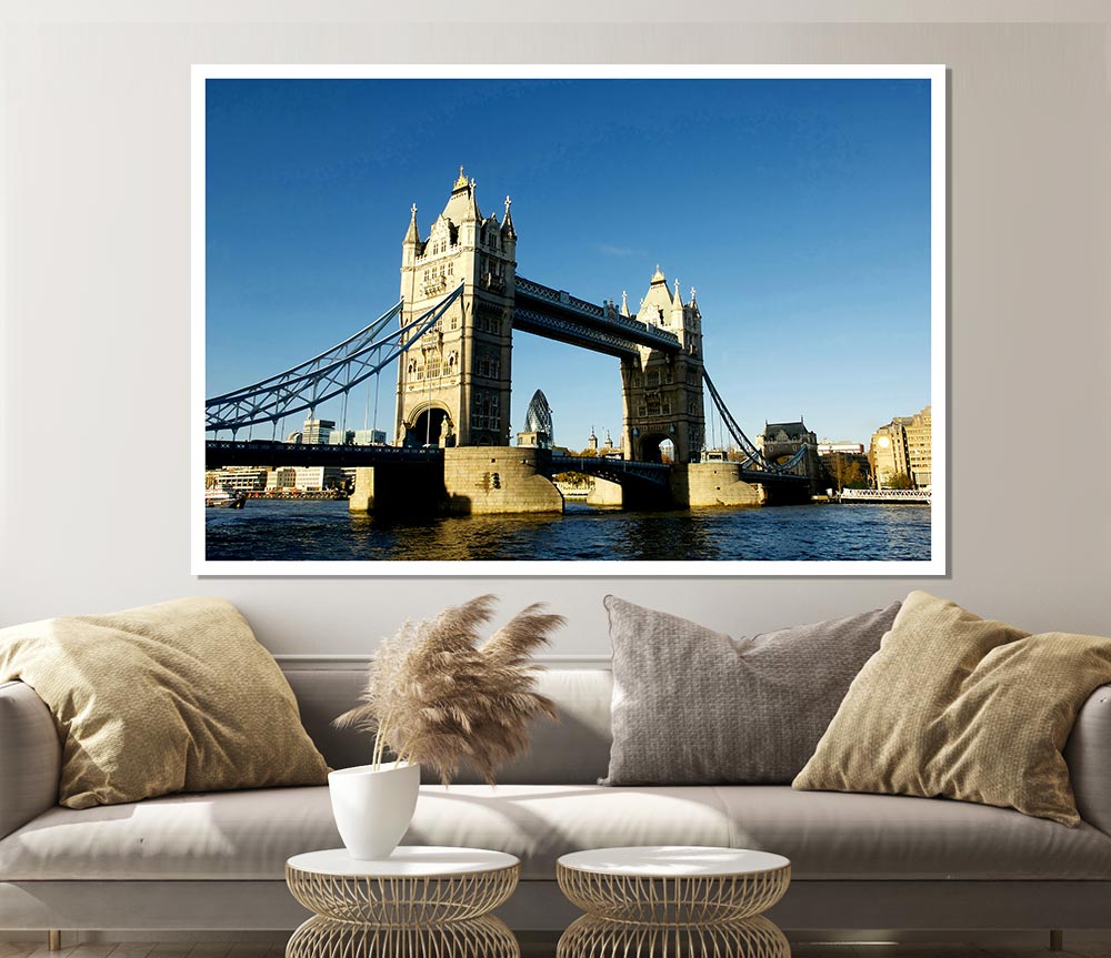 London Tower Bridge Blue Days Print Poster Wall Art