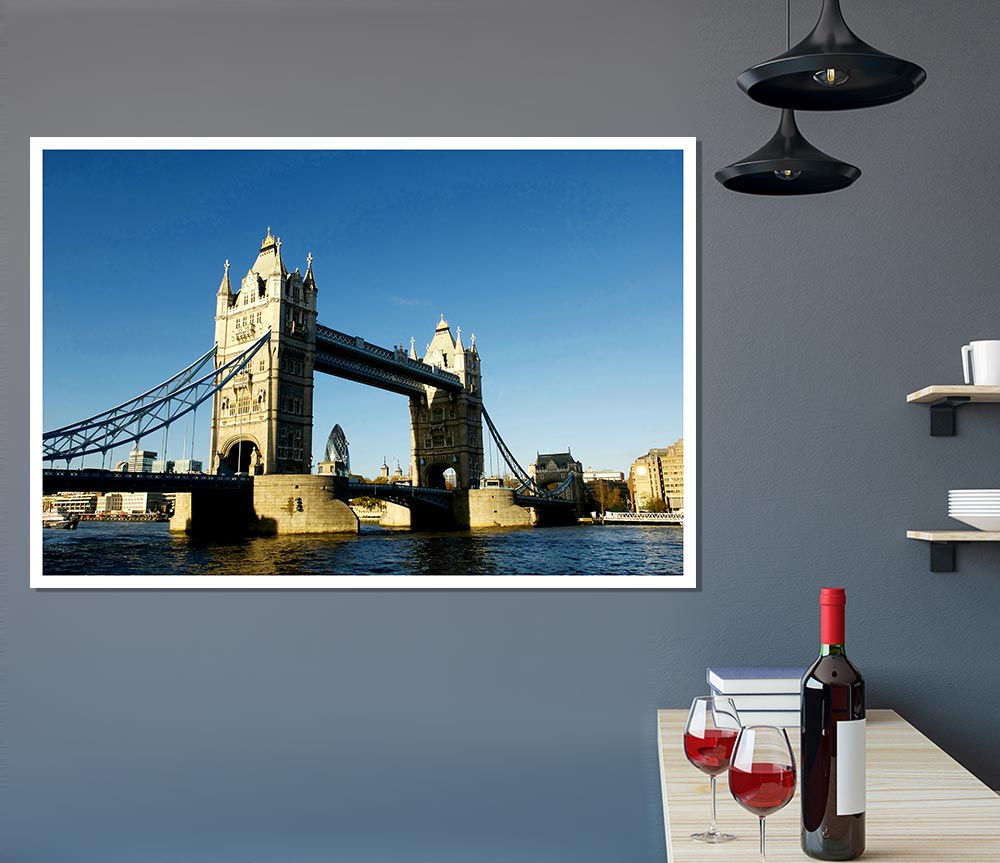 London Tower Bridge Blue Days Print Poster Wall Art