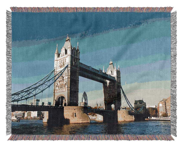 London Tower Bridge Blue Days Woven Blanket