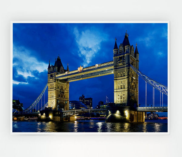 London Tower Bridge Blue Night Skys Print Poster Wall Art