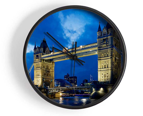 London Tower Bridge Blue Night Skys Clock - Wallart-Direct UK