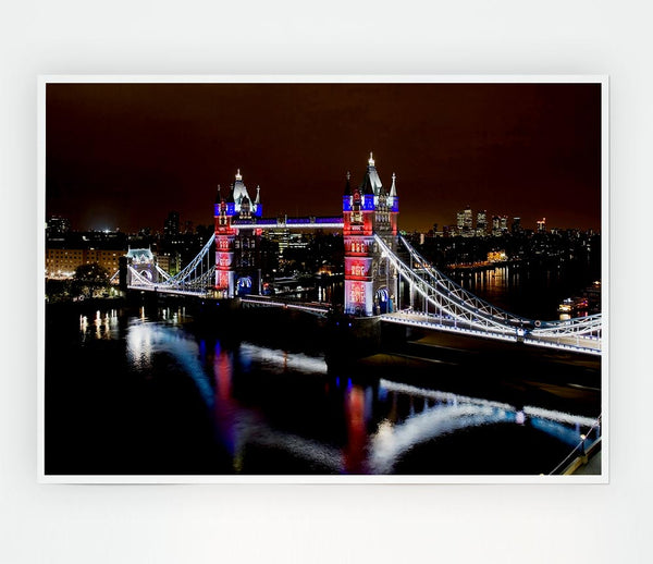 London Tower Bridge Lights Print Poster Wall Art