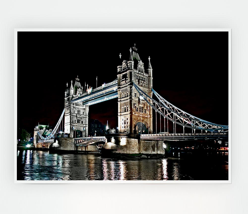 London Tower Bridge Night Lights Print Poster Wall Art