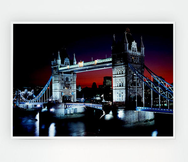 London Tower Bridge Night Vision Print Poster Wall Art