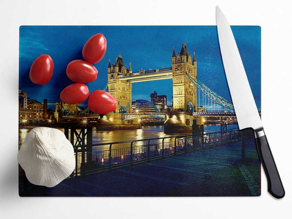 London Tower Bridge Nightlight Glass Chopping Board