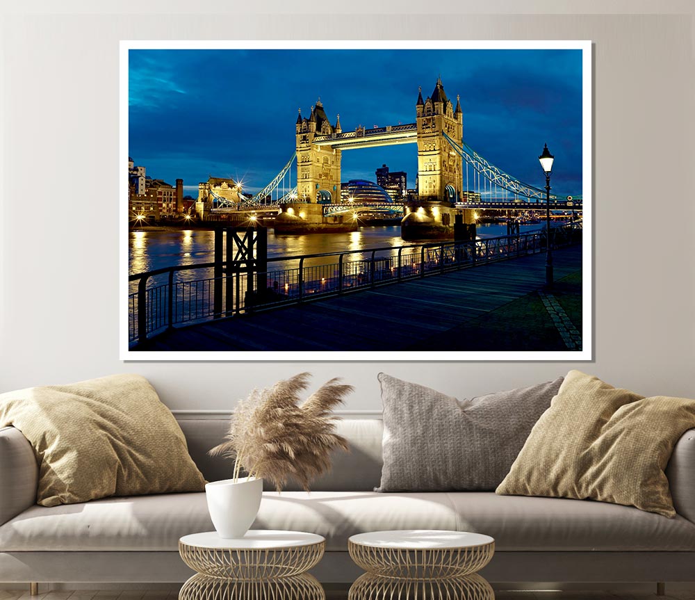 London Tower Bridge Nightlight Print Poster Wall Art