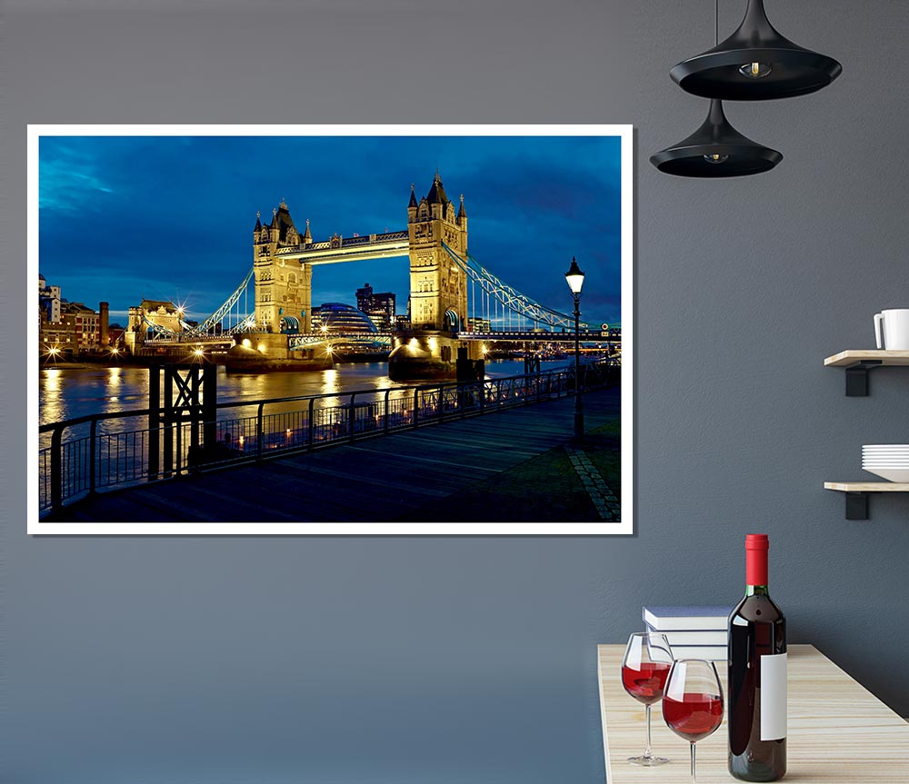 London Tower Bridge Nightlight Print Poster Wall Art