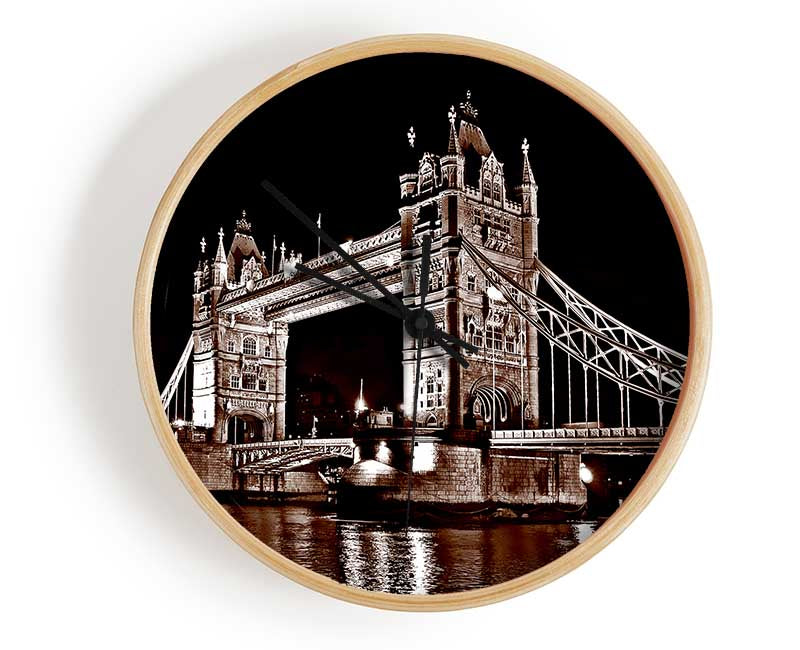 London Tower Bridge Retro Sepia Clock - Wallart-Direct UK