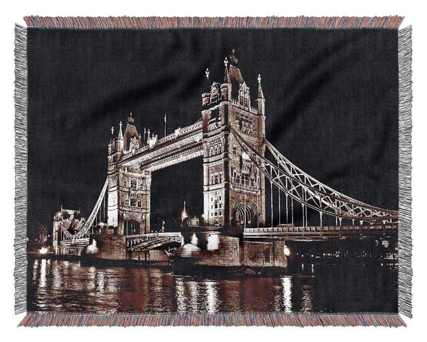 London Tower Bridge Retro Sepia Woven Blanket