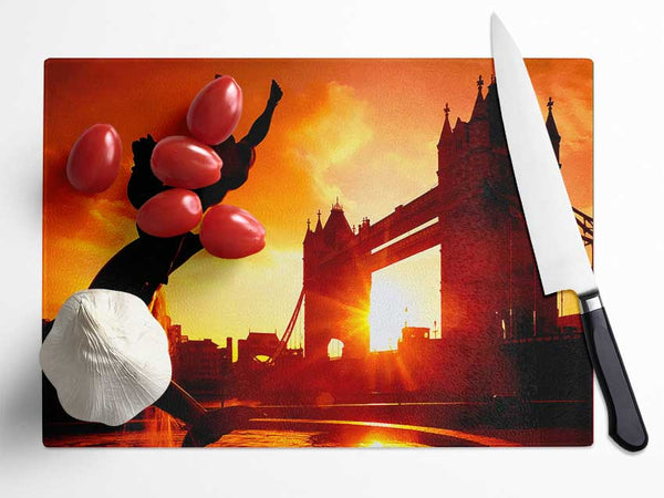 London Tower Bridge Statue Glass Chopping Board