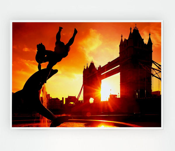 London Tower Bridge Statue Print Poster Wall Art