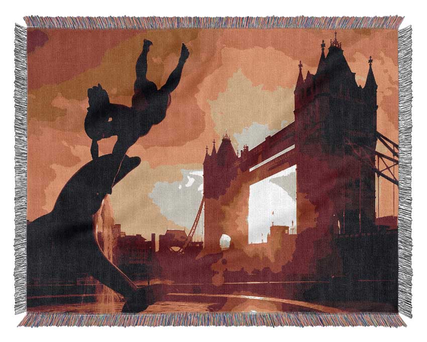 London Tower Bridge Statue Woven Blanket