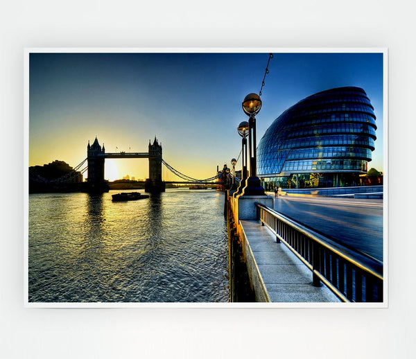 London Tower Bridge Sunset Print Poster Wall Art