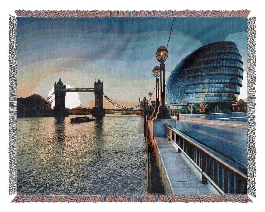 London Tower Bridge Sunset Woven Blanket