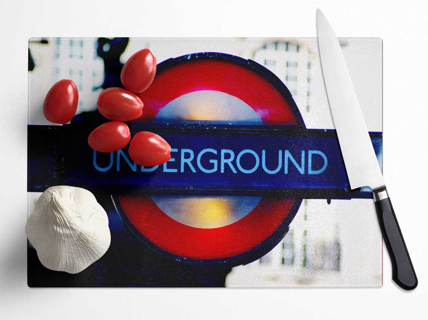 London Underground Sign Glass Chopping Board