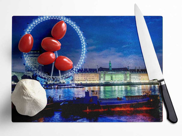 London-Eye Dusk Glass Chopping Board