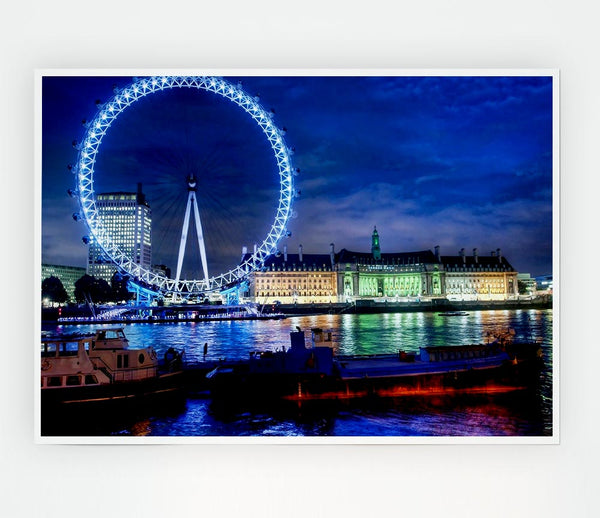 London Eye Dusk Print Poster Wall Art