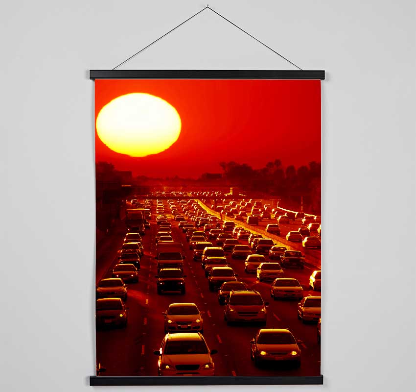 Los Angeles Highway Sun Blaze Hanging Poster - Wallart-Direct UK