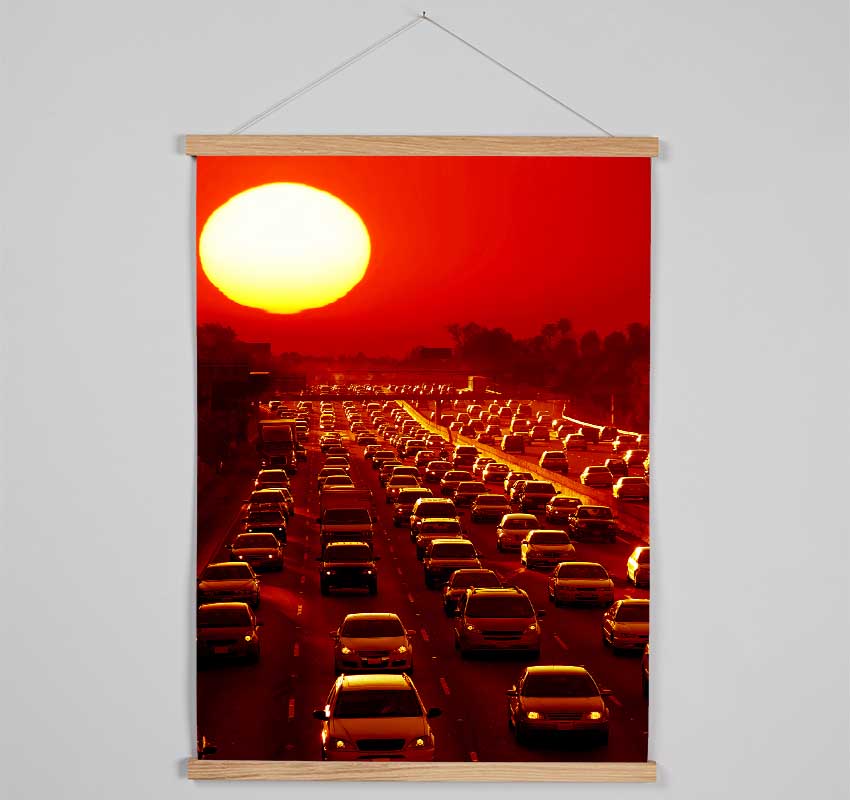 Los Angeles Highway Sun Blaze Hanging Poster - Wallart-Direct UK