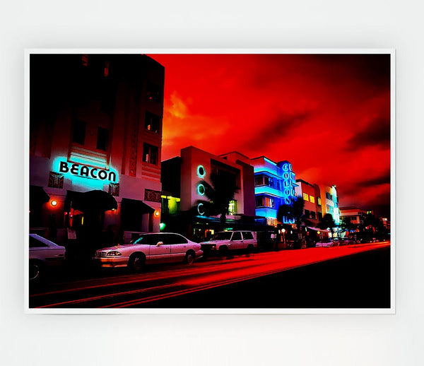 Los Angeles Red Glow Print Poster Wall Art