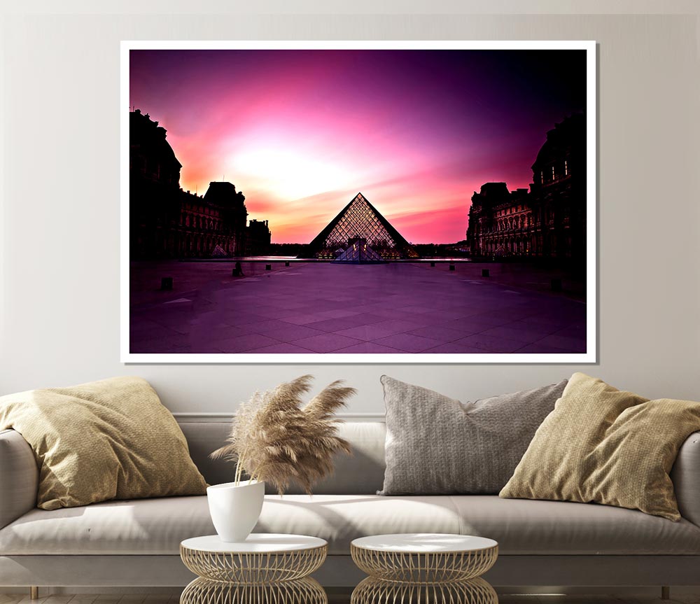 Louvre Museum At Sunset Print Poster Wall Art